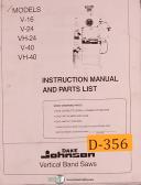 Dake-Dake Johnson-Dake Johnson V-16, V-24 V-40 VH40, Vertical Band Saw Instruct and Parts Manual-V-16-V-24-V-40-VH40-01